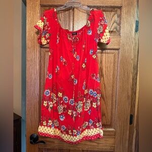 Shein Curve red floral dress NWOT